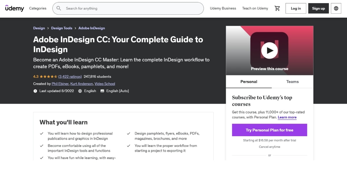 InDesign CC MasterClass Course