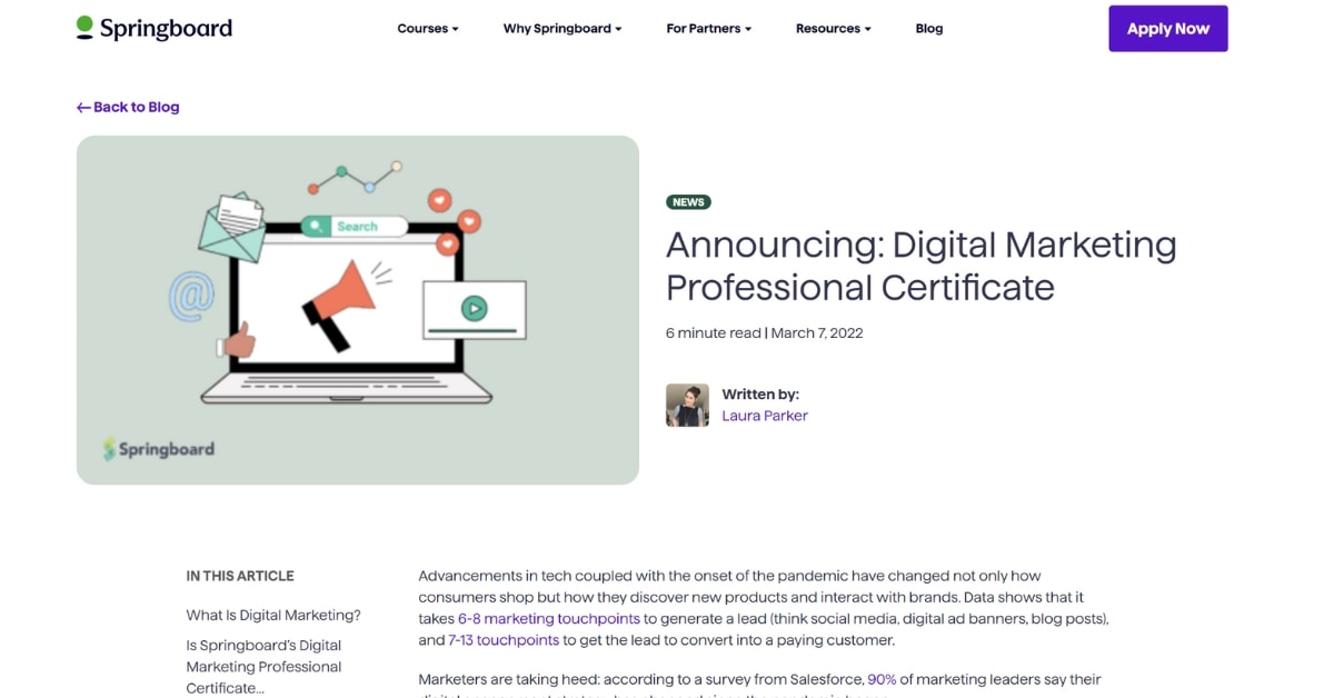 Springboard's Digital Marketing Career Track